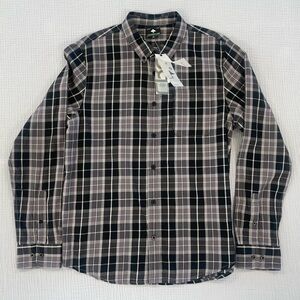LRG Mens Long Sleeve Button Down Woven flannel Shirt Black size Medium